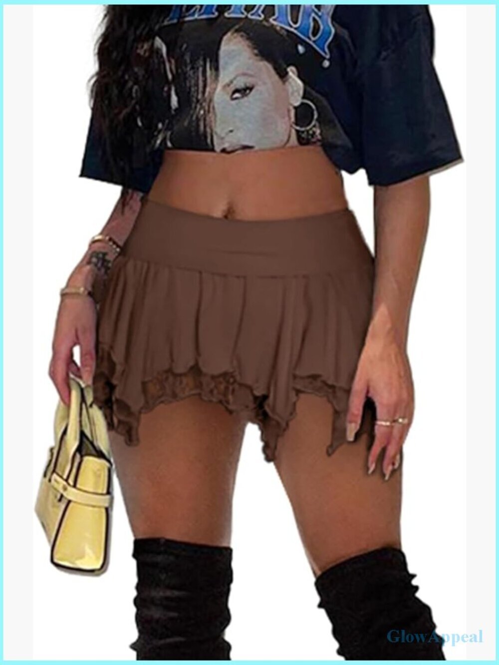 Sexy Y2K Low Waist Patchwork Lace Ruffle Pleated Mini Skirt